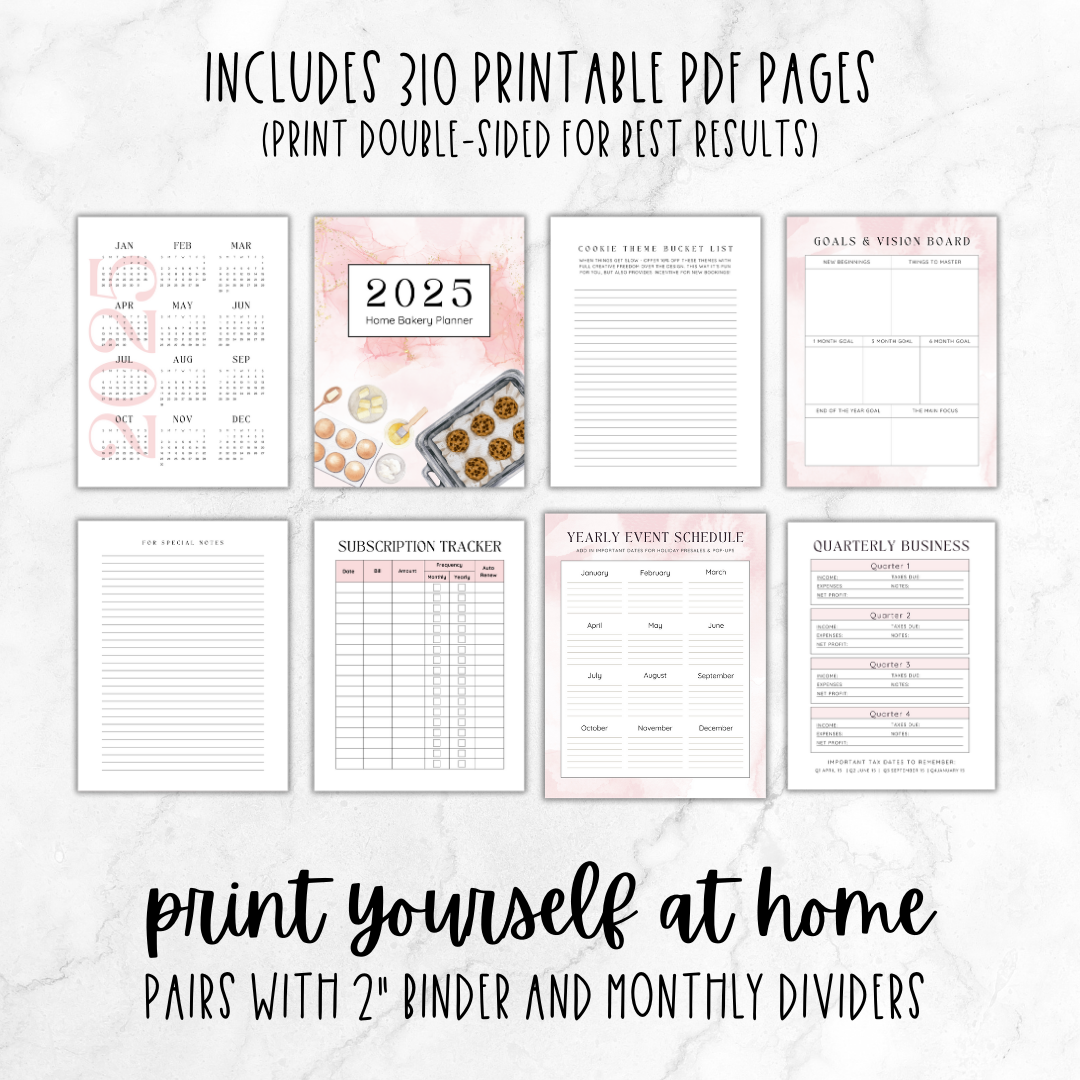 2025 Home Bakery Planner - The Cookier Edition - Printable Planner