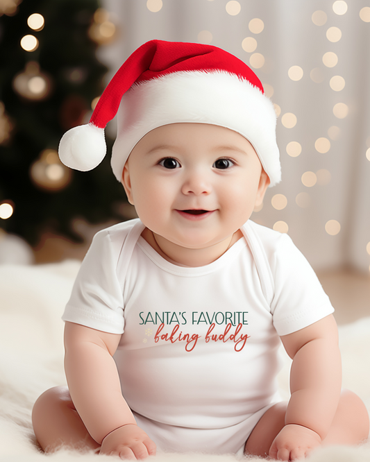 Santa's Favorite Baking Buddy Baby Short Sleeve Onesie