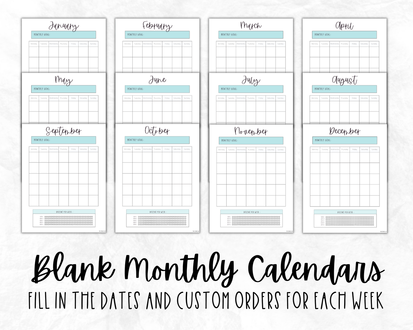 The Ultimate Home Bakery Planner - The Cookier Edition - Lifetime Use Printable Planner Pages - Turquoise