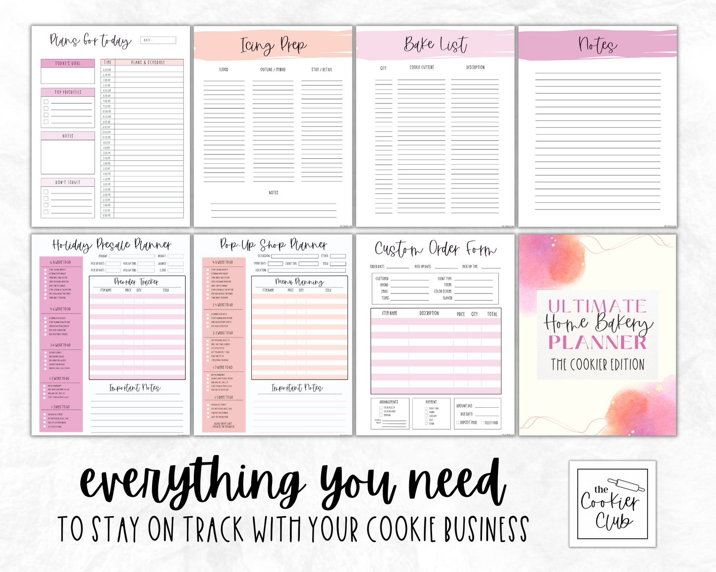 The Ultimate Home Bakery Planner - Lifetime Use - Printable Planner Pages - Just Peachy