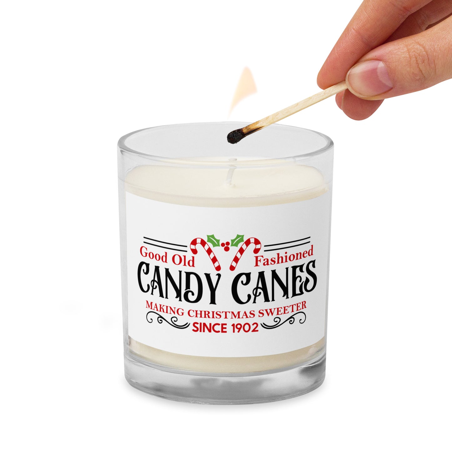 Candy Canes Glass Jar Soy Wax Candle