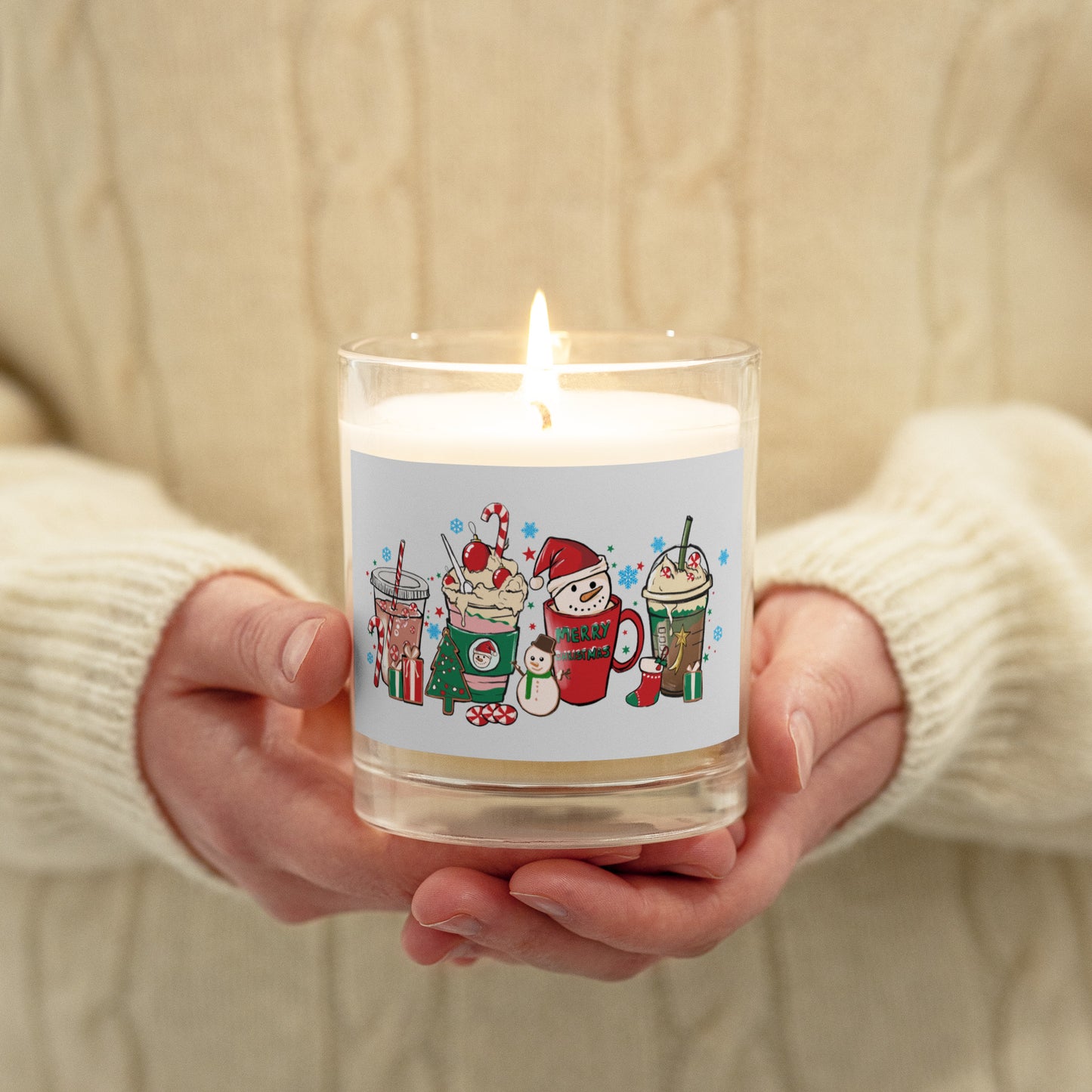 Christmas Coffee Glass Jar Soy Wax Candle