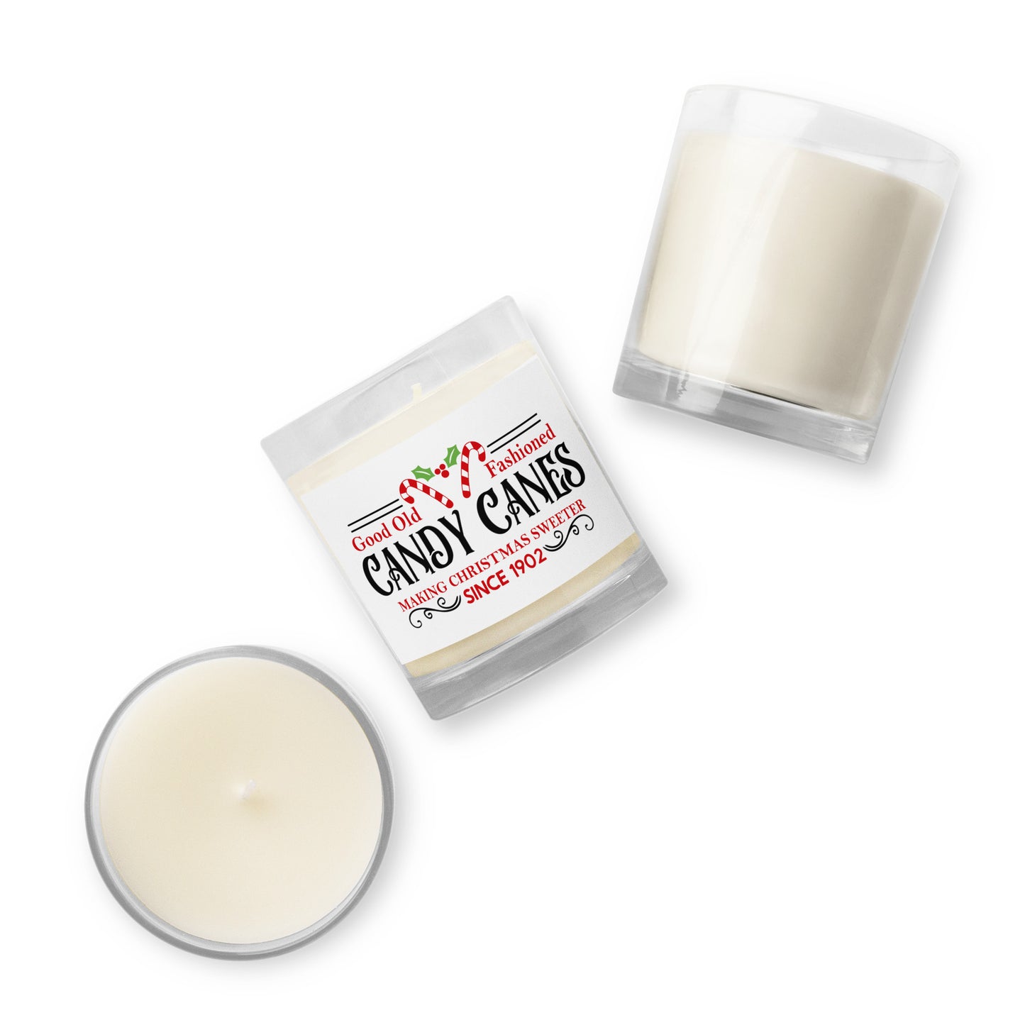 Candy Canes Glass Jar Soy Wax Candle