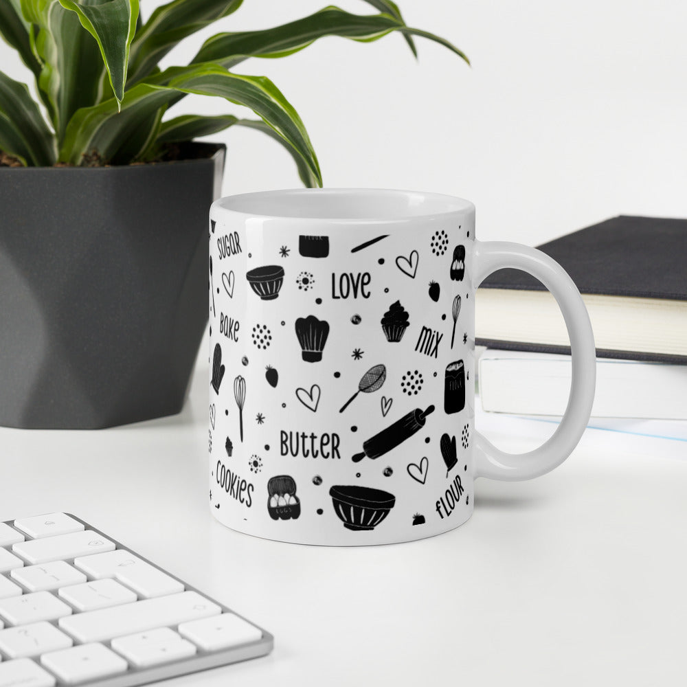 Baking Doodles - White Glossy Mug