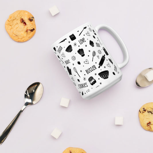 Baking Doodles - White Glossy Mug