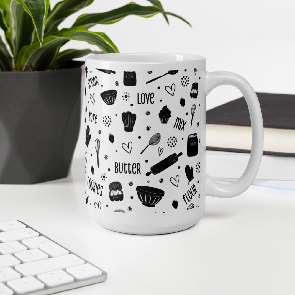 Baking Doodles - White Glossy Mug