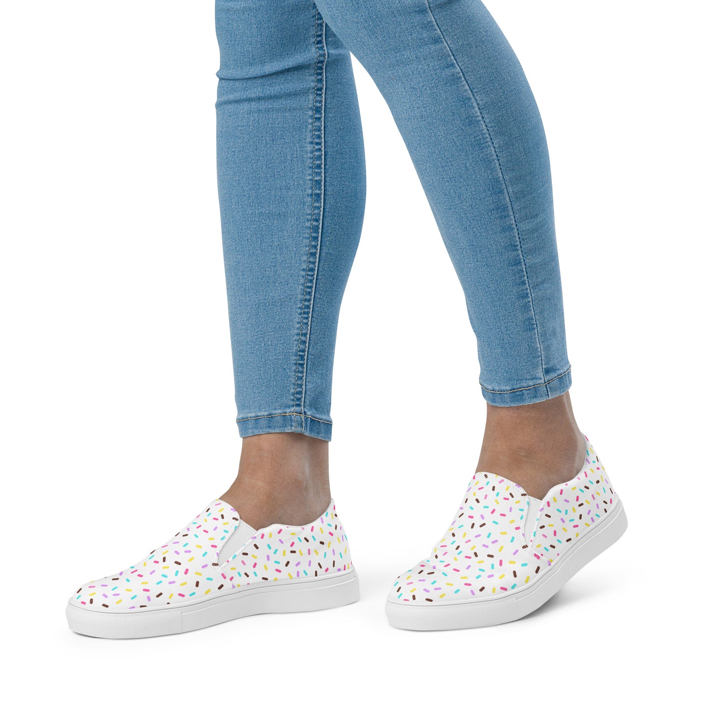 Sprinkled with Love - Women’s Slip-on Canvas Shoes in White