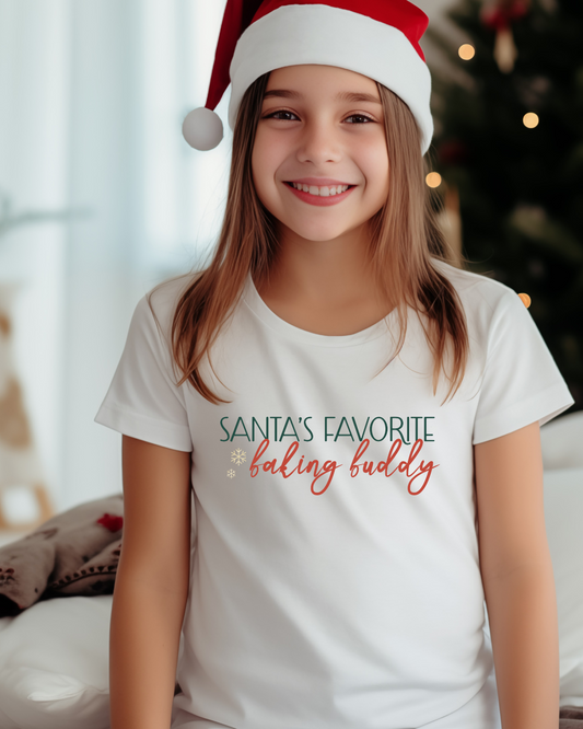 Santa's Favorite Baking Buddy Youth Short Sleeve T-Shirt