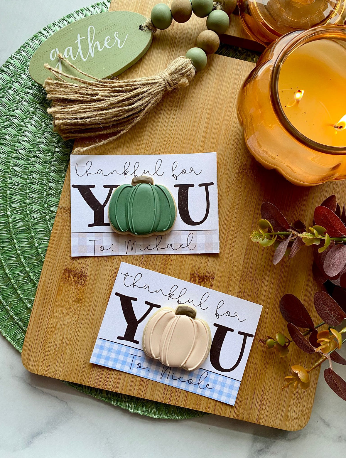 Personalized Mini Pumpkin Cookie Card - Thanksgiving Cookie Presale - LOCAL PICK UP ONLY
