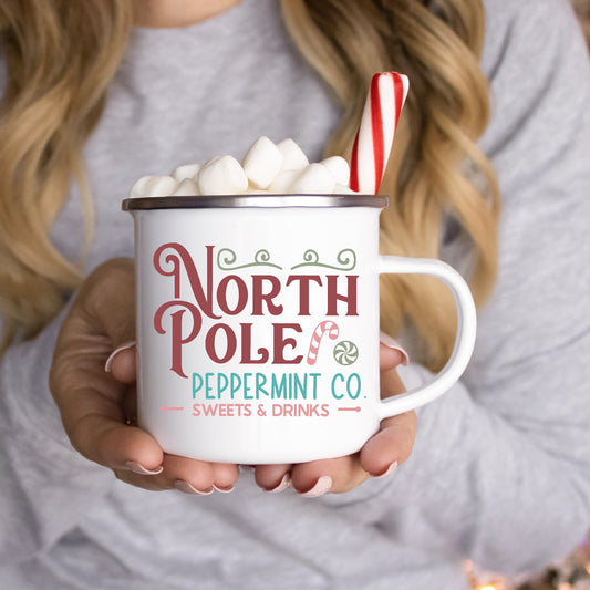 North Pole Peppermint Co. Enamel Mug