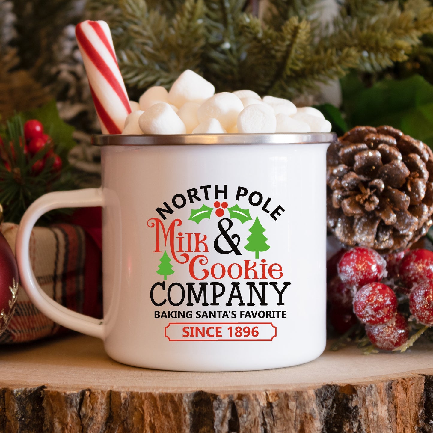 North Pole Milk & Cookie Co. Enamel Mug