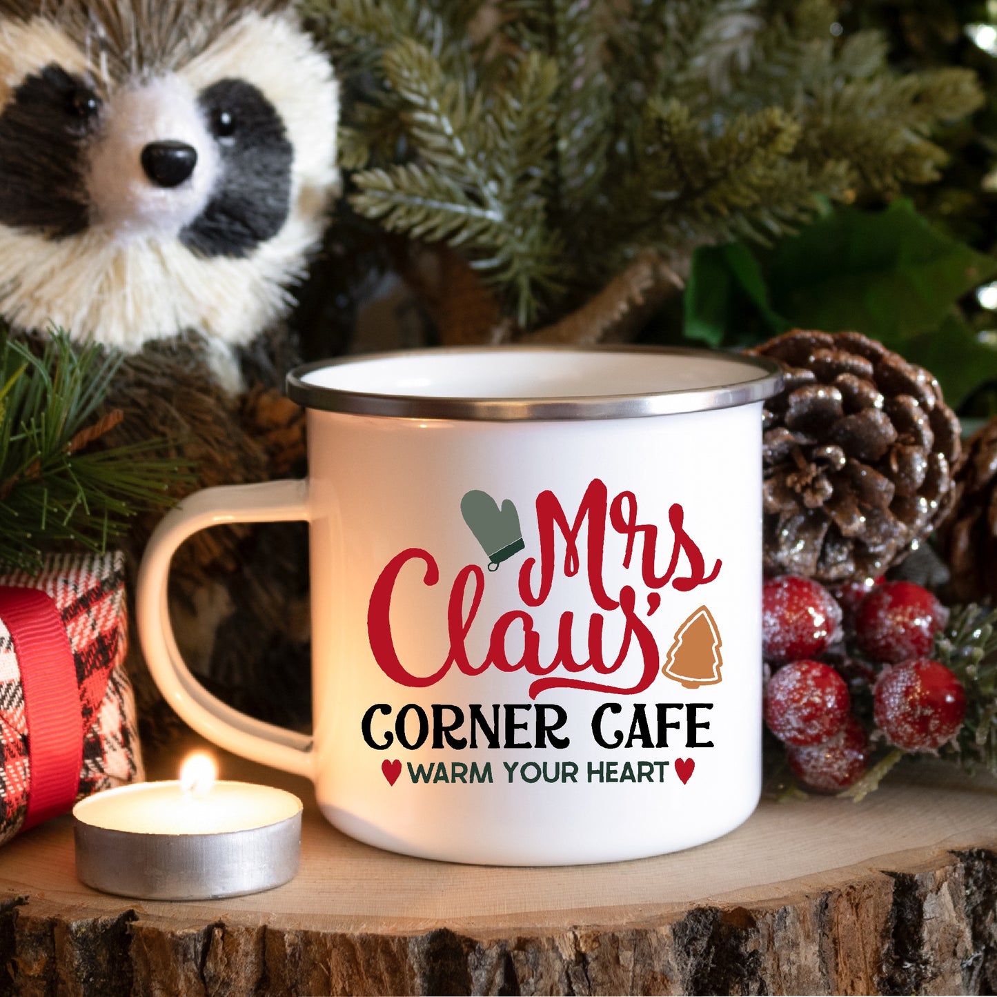 Mrs. Claus' Corner Cafe Enamel Mug