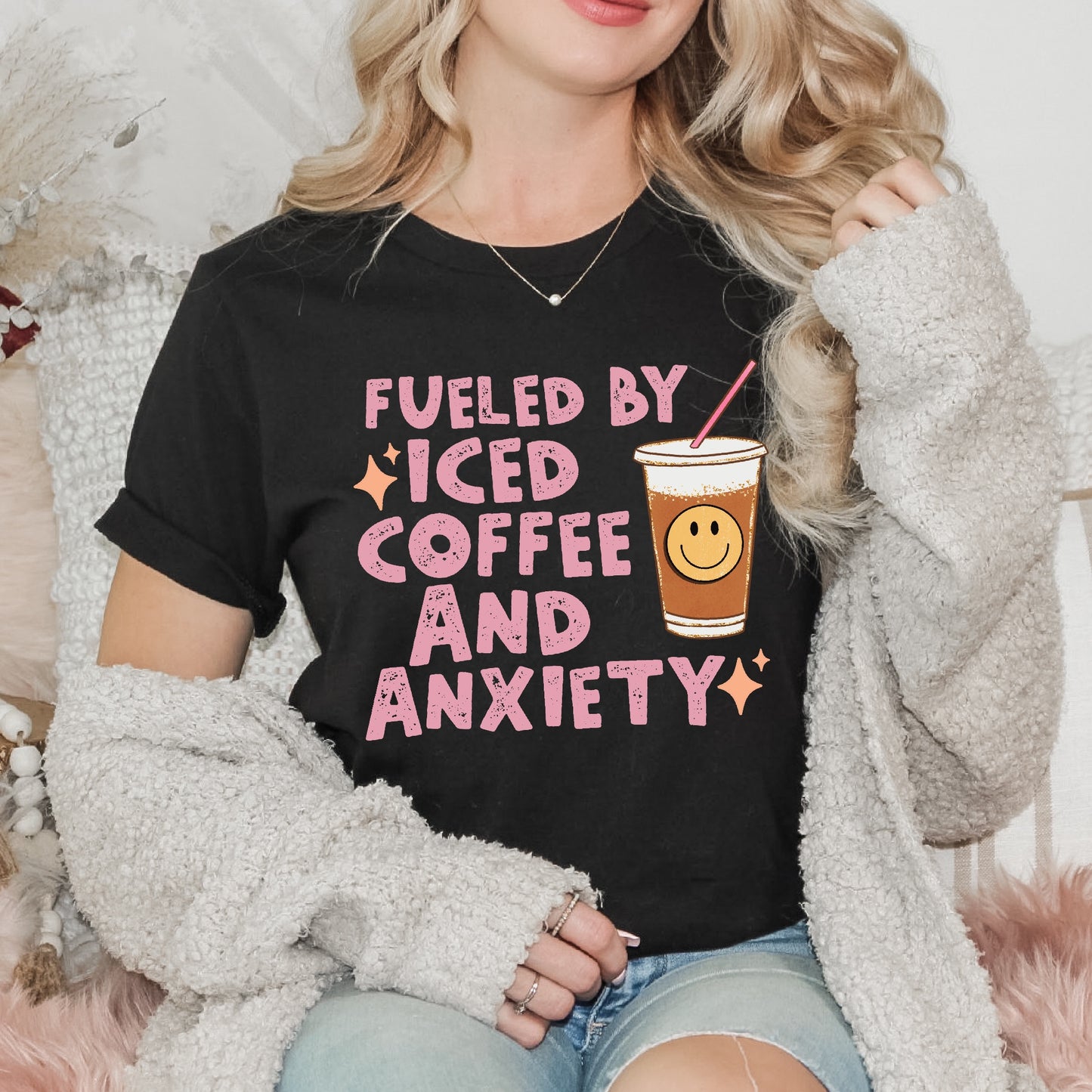 Fueled By Iced Coffee & Anxiety Unisex Tee