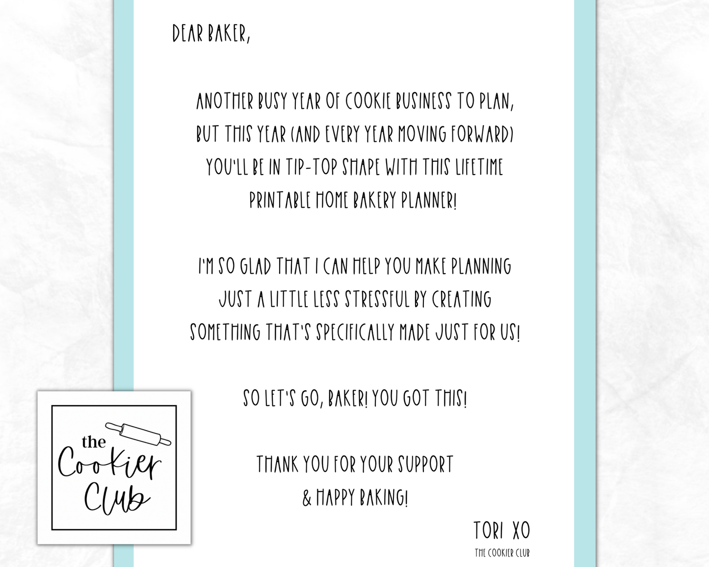 The Ultimate Home Bakery Planner - The Cookier Edition - Lifetime Use Printable Planner Pages - Turquoise