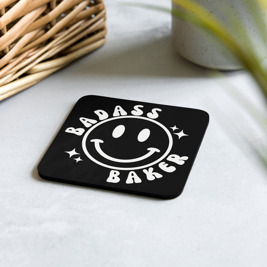 Badass Baker Smiley Cork-back Coaster