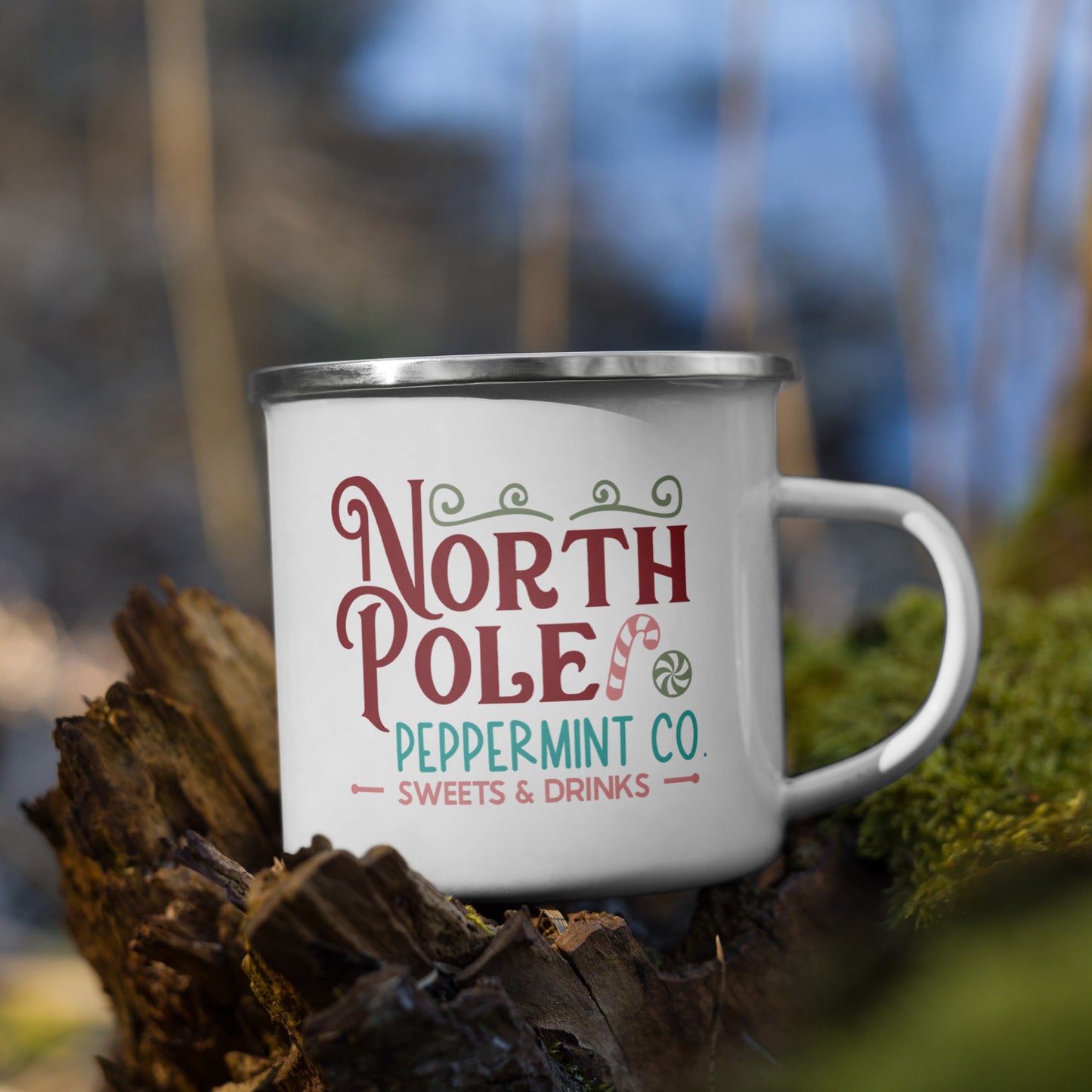 North Pole Peppermint Co. Enamel Mug
