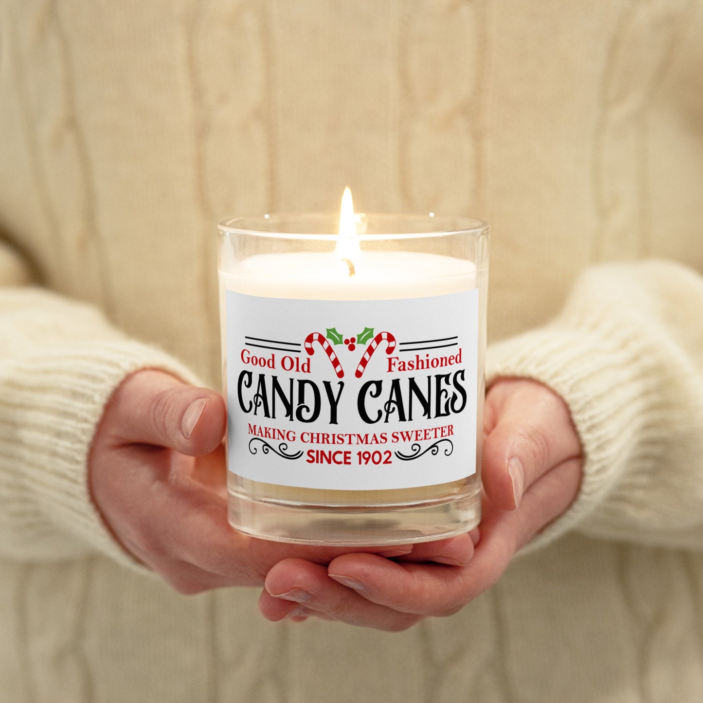 Candy Canes Glass Jar Soy Wax Candle
