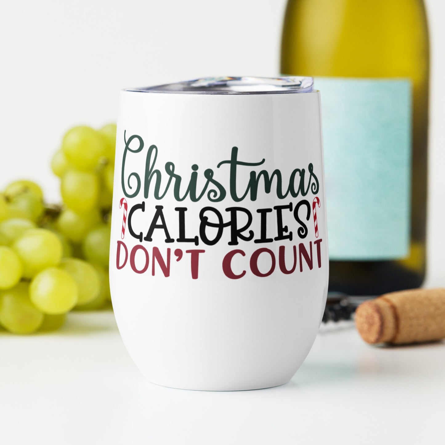 Christmas Calories Don't Count Wine Tumbler