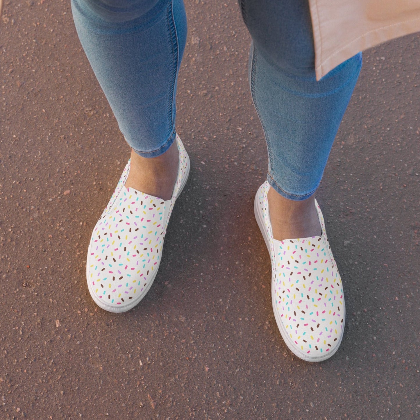 Sprinkled with Love - Women’s Slip-on Canvas Shoes in White