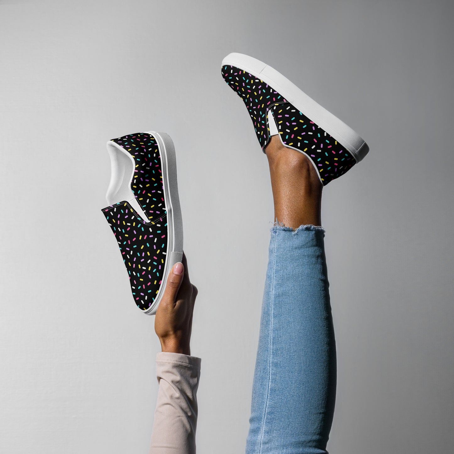 Sprinkled with Love - Women’s Slip-on Canvas Shoes in Black